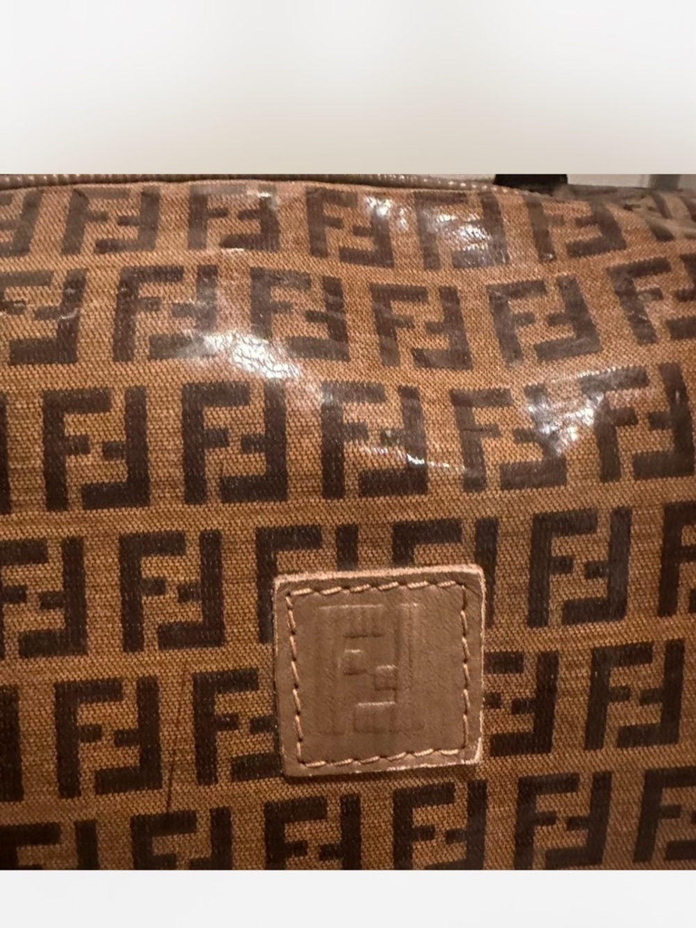 Fendi Monogram Coated Canvas Satchel in Brown and Tan - Picture 3 of 5